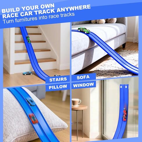مسار سباق مرن للأطفال من عمر 3 إلى 5 سنوات، مسارات سيارات مرنة بطول 15 قدمًا للأطفال الصغار مع سيارتين قابلتين للسحب للخلف وسيارتين من السبائك، مسارات سيارات سباق قابلة للطي، عيد ميلاد للأولاد والبنات in Kuwait