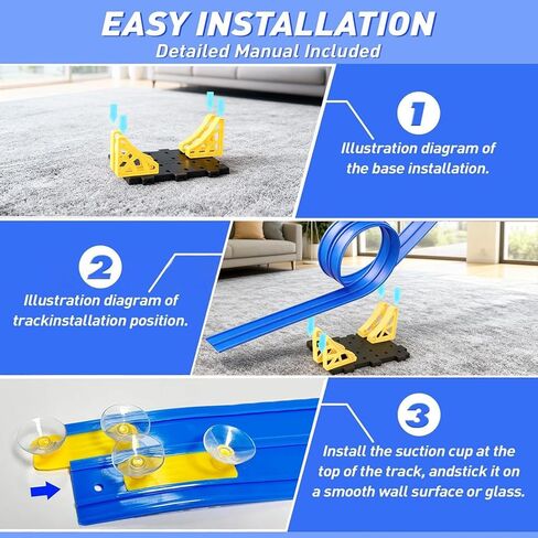 مسار سباق مرن للأطفال من عمر 3 إلى 5 سنوات، مسارات سيارات مرنة بطول 15 قدمًا للأطفال الصغار مع سيارتين قابلتين للسحب للخلف وسيارتين من السبائك، مسارات سيارات سباق قابلة للطي، عيد ميلاد للأولاد والبنات in Kuwait