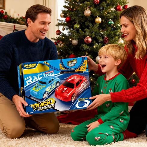 مسار سباق مرن للأطفال من عمر 3 إلى 5 سنوات، مسارات سيارات مرنة بطول 15 قدمًا للأطفال الصغار مع سيارتين قابلتين للسحب للخلف وسيارتين من السبائك، مسارات سيارات سباق قابلة للطي، عيد ميلاد للأولاد والبنات in Kuwait