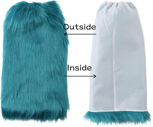 Peecabe Winter Women Faux Fur Fluffy Leg Warmers Fuzzy Long Boot Covers Furry For Christmas in Kuwait