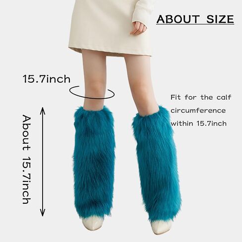 Peecabe Winter Women Faux Fur Fluffy Leg Warmers Fuzzy Long Boot Covers Furry For Christmas in Kuwait