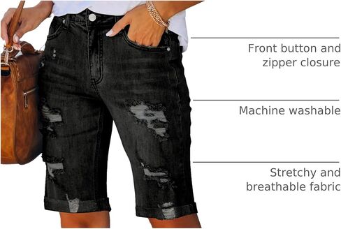 Necooer Women Jean Shorts Ripped Casual Summer Mid Waist Stretchy Five Points Denim Jean Shorts in Kuwait