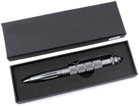 القلم التكتيكي العسكري – قلم الدفاع عن النفس في حالات الطوارئ المزود بكسارة الزجاج | قلم تاك متعدد الوظائف، ألومنيوم للطائرات، كتابة سلسة، هدايا للرجال والأب والزوج باللون الأسود in Kuwait