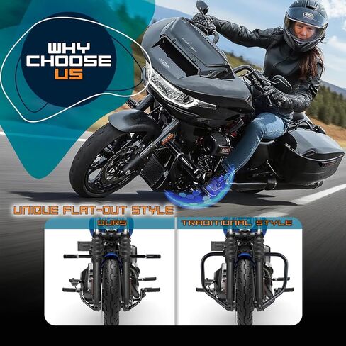 Crash Bar Engine Guard للطرق السريعة شريط الطريق السريع لـ Harley Touring Sports 883 softail dyna Street Bob Fat bob Breakout Low Rider V-Rod Deluxe (أسود لامع) in Kuwait