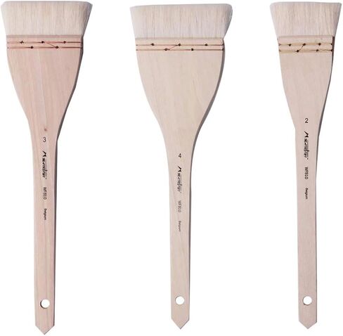 3PCS Wool Hair Oil Paint Brushes with Copper Wire Base Lightweight Wood Handle for Wall Painting Drawing and Acrylic Art Flat Brush for Even Pigment Application in Saudi Arabia