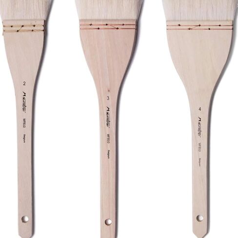 3PCS Wool Hair Oil Paint Brushes with Copper Wire Base Lightweight Wood Handle for Wall Painting Drawing and Acrylic Art Flat Brush for Even Pigment Application in Saudi Arabia