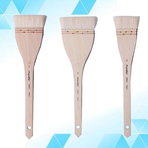 3PCS Wool Hair Oil Paint Brushes with Copper Wire Base Lightweight Wood Handle for Wall Painting Drawing and Acrylic Art Flat Brush for Even Pigment Application in Saudi Arabia