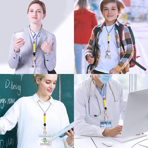 حبال قابلة للسحب لشارات الهوية والمفاتيح، حبل لطيف منفصل للمعلم مع حاملات شارات وبكرات، حبل مطرز من السيليكون المتين للنساء والممرضات والمكتب مع حاملي بطاقات مقاومة للماء in Kuwait