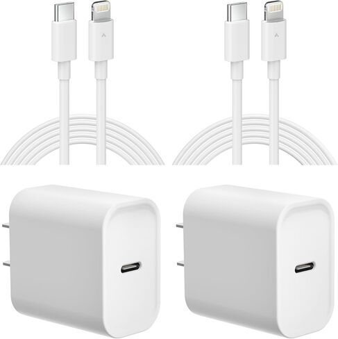 قطعتان من شاحن iPhone للشحن السريع [معتمد من MFi]، كتلة شاحن حائط USB C سريع PD مع كابل شحن 6FT متوافق مع iPhone 14 13 12 11 Pro/ProMax/Mini/Xs/XR/X/ 8/7/ Plus والمزيد in Kuwait