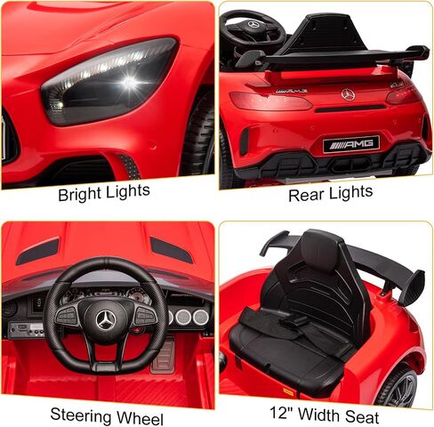 Winado 12V Ride on Car, Licensed Mercedes Benz AMG GTR Battery Powered Electric Vehicle, w/Parent Remote, Wider Seat, LED Lights, Openable Doors, MP3 Player, Smooth Start, 3 Speeds - Black in Saudi Arabia