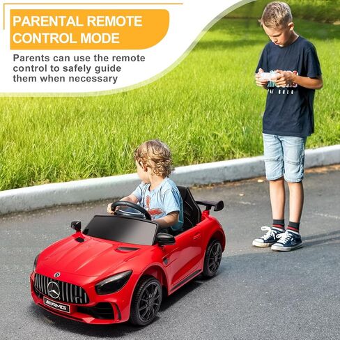 Winado 12V Ride on Car, Licensed Mercedes Benz AMG GTR Battery Powered Electric Vehicle, w/Parent Remote, Wider Seat, LED Lights, Openable Doors, MP3 Player, Smooth Start, 3 Speeds - Black in Saudi Arabia