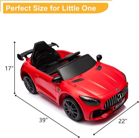 Winado 12V Ride on Car, Licensed Mercedes Benz AMG GTR Battery Powered Electric Vehicle, w/Parent Remote, Wider Seat, LED Lights, Openable Doors, MP3 Player, Smooth Start, 3 Speeds - Black in Saudi Arabia