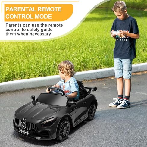 Winado 12V Ride on Car, Licensed Mercedes Benz AMG GTR Battery Powered Electric Vehicle, w/Parent Remote, Wider Seat, LED Lights, Openable Doors, MP3 Player, Smooth Start, 3 Speeds - Black in Saudi Arabia