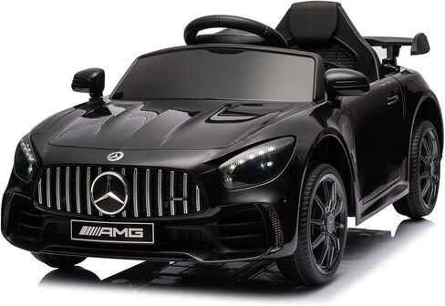 Winado 12V Ride on Car, Licensed Mercedes Benz AMG GTR Battery Powered Electric Vehicle, w/Parent Remote, Wider Seat, LED Lights, Openable Doors, MP3 Player, Smooth Start, 3 Speeds - Black in Kuwait