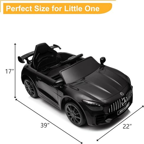 Winado 12V Ride on Car, Licensed Mercedes Benz AMG GTR Battery Powered Electric Vehicle, w/Parent Remote, Wider Seat, LED Lights, Openable Doors, MP3 Player, Smooth Start, 3 Speeds - Black in Kuwait