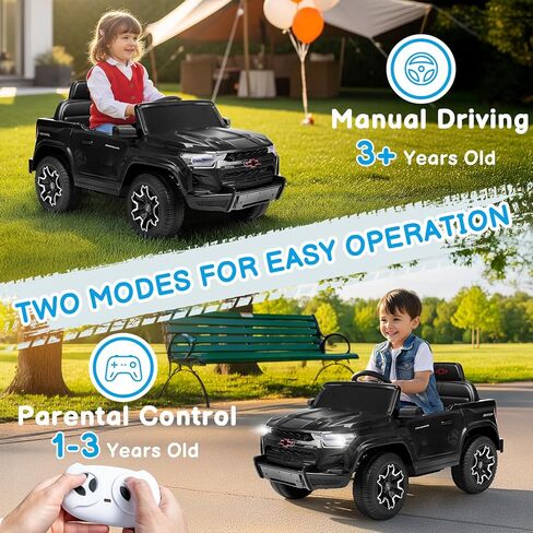 سيارة شيفروليه كولورادو الكهربائية المرخصة للأطفال من وينادو، ألعاب ركوب 12 فولت للأطفال الصغار مع جهاز تحكم عن بعد، سيارة كهربائية تعمل بالبطارية مع بلوتوث، بداية ناعمة، أضواء LED - وردي in Kuwait