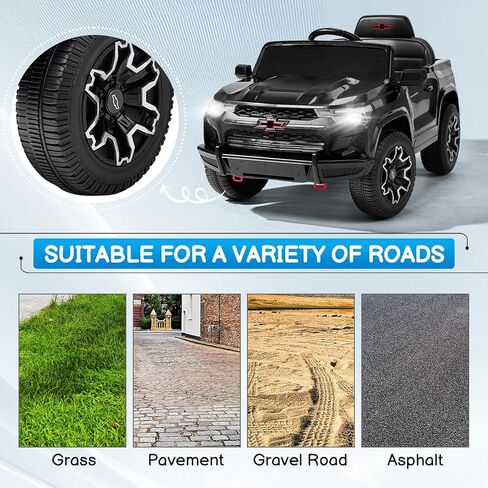 سيارة شيفروليه كولورادو الكهربائية المرخصة للأطفال من وينادو، ألعاب ركوب 12 فولت للأطفال الصغار مع جهاز تحكم عن بعد، سيارة كهربائية تعمل بالبطارية مع بلوتوث، بداية ناعمة، أضواء LED - وردي in Kuwait