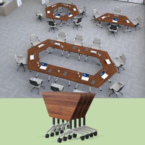 Conference Table, Folding Conference Room Tables, Mobile Seminar Training Tables with Locking Wheels, Rectangular Flip Top Meeting Table for Office, Classroom (4Pack,White) in Saudi Arabia