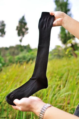 L.Martin 16" 100% Pima Cotton Over the Calf Dress Socks-Men Women-Long Ribbing in Saudi Arabia