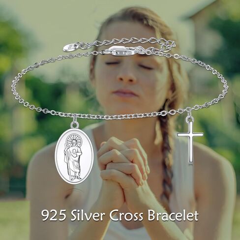 سوار AXELUNA St Andrew من الفضة الإسترلينية عيار 925 سوار حامي ديني سانت أندرو هدية مجوهرات للرجال والنساء in Saudi Arabia