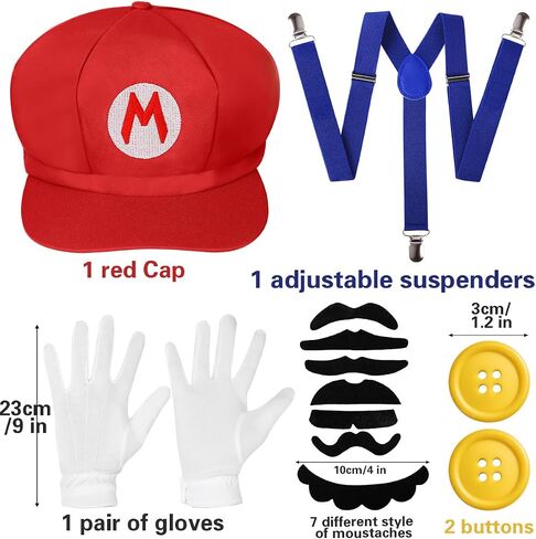 Men Caps Set with Faux Mustaches Gloves Party Cosplay Accessories Halloween Costume in Saudi Arabia