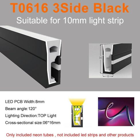 أنبوب جل سيليكا نيون LED أسود 1M-10M - مقاوم للماء، أنبوب حبل ناعم يحجب الضوء لأضواء الشريط المرنة، حتى الإضاءة بدون بقع (T2020 أسود بالكامل، 2M) in Kuwait