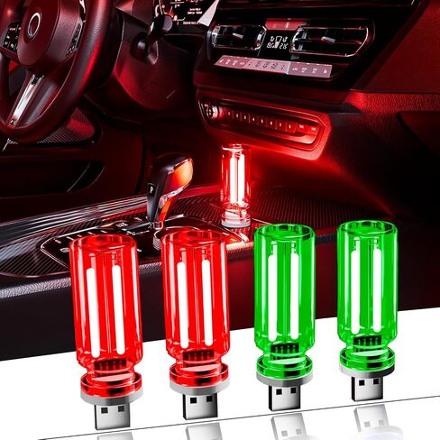 4 قطع إضاءة USB للسيارة، إضاءة محيطة LED مع خاصية التعتيم باللمس. يمكن تعديل السطوع مما يجعله مناسبًا للسيارات وغرف النوم والممرات (1أحمر&1أزرق&1أخضر&1أرجواني) in Kuwait