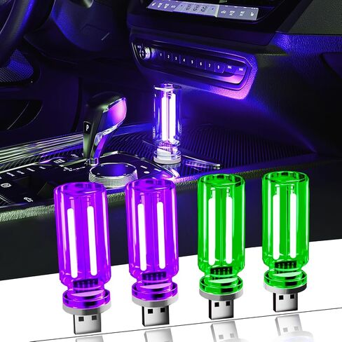 4 قطع إضاءة USB للسيارة، إضاءة محيطة LED مع خاصية التعتيم باللمس. يمكن تعديل السطوع مما يجعله مناسبًا للسيارات وغرف النوم والممرات (1أحمر&1أزرق&1أخضر&1أرجواني) in Kuwait