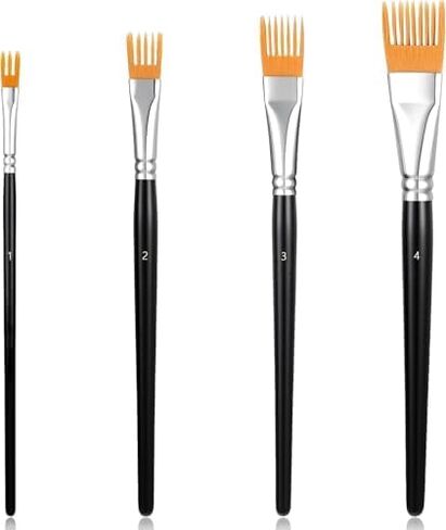 مجموعة مشط فرشاة طلاء 4 قطع - فرش حبيبات احترافية للطلاء الأكريليك، فرشاة طلاء للأكريليك والزيت والألوان المائية in Kuwait