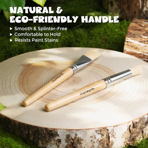 Jumbo Paint Brushes for Kids, Easy Grip Round and Flat Toddler Paint Brushes with Natural Wood Handles for Washable Paint and Acrylic Paint, 10 Pcs in Saudi Arabia