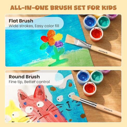 Jumbo Paint Brushes for Kids, Easy Grip Round and Flat Toddler Paint Brushes with Natural Wood Handles for Washable Paint and Acrylic Paint, 10 Pcs in Saudi Arabia