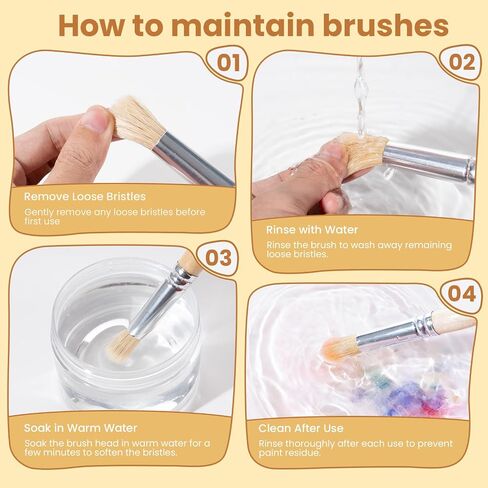 Jumbo Paint Brushes for Kids, Easy Grip Round and Flat Toddler Paint Brushes with Natural Wood Handles for Washable Paint and Acrylic Paint, 10 Pcs in Saudi Arabia