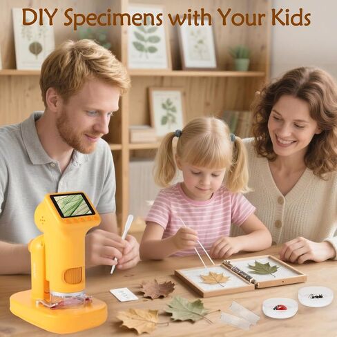 1600X Microscope for Kids, Detachable Handheld Mini Digital Microscope with Photo Video Function, Rechargeable Educational Toys with 64GB, 6 Slides and Make Tool Gift for Kids in Saudi Arabia