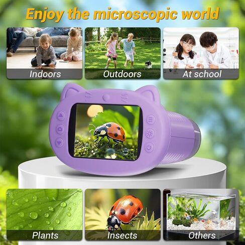 2.4" Screen Pocket Kids Microscope: 1000X Handheld Microscope for Photo and Video - Portable Science Kits STEM Toys – Christmas/Birthday Gifts for Girls & Boys Ages 3-12(Orange) in Kuwait