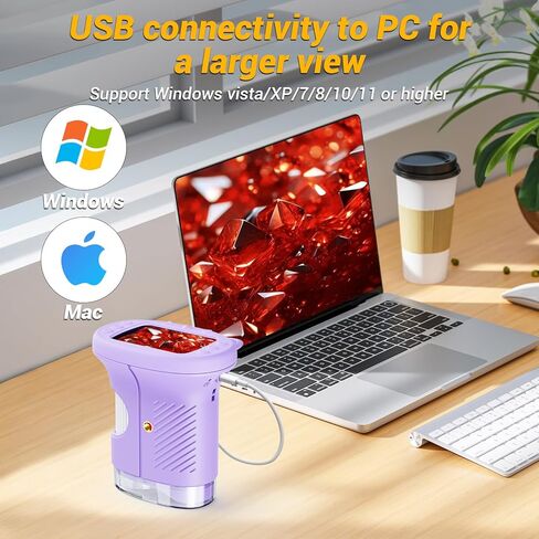 2.4" Screen Pocket Kids Microscope: 1000X Handheld Microscope for Photo and Video - Portable Science Kits STEM Toys – Christmas/Birthday Gifts for Girls & Boys Ages 3-12(Orange) in Kuwait