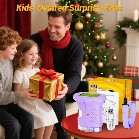 2.4" Screen Pocket Kids Microscope: 1000X Handheld Microscope for Photo and Video - Portable Science Kits STEM Toys – Christmas/Birthday Gifts for Girls & Boys Ages 3-12(Orange) in Kuwait