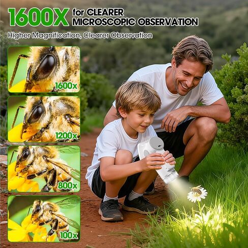 Microscope for Kids, 1600X 4K 2.0" Screen Handheld Microscope, Science Kits for Kids Age 5-7, STEM Toys, Educational Toys, Toys and Gifts for Boys and Girls Age 5, 6, 7, 8, 9 and Up in Saudi Arabia