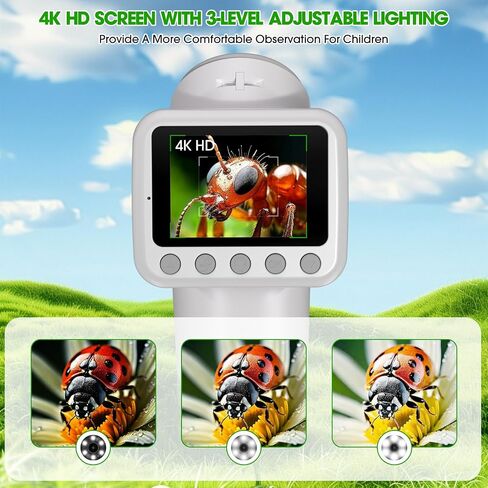 Microscope for Kids, 1600X 4K 2.0" Screen Handheld Microscope, Science Kits for Kids Age 5-7, STEM Toys, Educational Toys, Toys and Gifts for Boys and Girls Age 5, 6, 7, 8, 9 and Up in Saudi Arabia