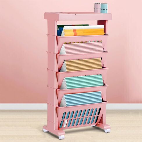 Book cartMovable Bookshelf Cart, Desk Organizers and Accessories, Office Supplies Desktop Organizer with Wheels, 5-Tier Rolling Utility Cart(Green) in Saudi Arabia