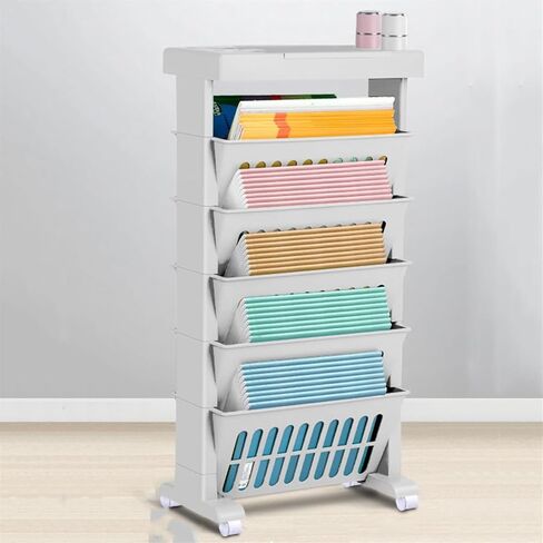 Book cartMovable Bookshelf Cart, Desk Organizers and Accessories, Office Supplies Desktop Organizer with Wheels, 5-Tier Rolling Utility Cart(Green) in Saudi Arabia