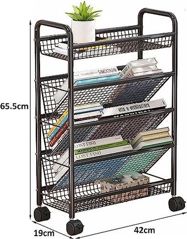 Multi-Layer Removable Cart,Rolling Book Cart with Wheels for Narrow Spaces Compact Desk Storage Trolley for Floor Standing Metal Bookshelves/Corner Display Shelf and Magazine R in Saudi Arabia