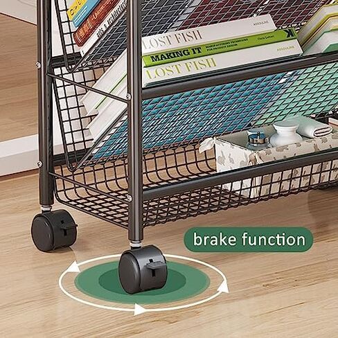 Multi-Layer Removable Cart,Rolling Book Cart with Wheels for Narrow Spaces Compact Desk Storage Trolley for Floor Standing Metal Bookshelves/Corner Display Shelf and Magazine R in Saudi Arabia