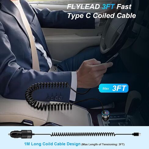 48W Super Fast Samsung Car Charger USB C Rapid Android Car Adapter with 30W Built-in Type C Fast Charging Cable for Samsung Galaxy S23 Ultra S22 S21 S20 FE A14 A54 A34 A53 A23 A13 A03S A02S A12 A32 S9 in Saudi Arabia