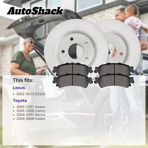 وسادات الفرامل الأمامية من السيراميك من أوتو شاك | بديل لسيارة تويوتا سولارا 2004-2008 2004-2010 سيينا 2005-2006 كامري 2005-2007 أفالون 2002-2003 لكزس ES300 3.5L V6 AWD FWD | طقم فرامل 6 قطع in Kuwait