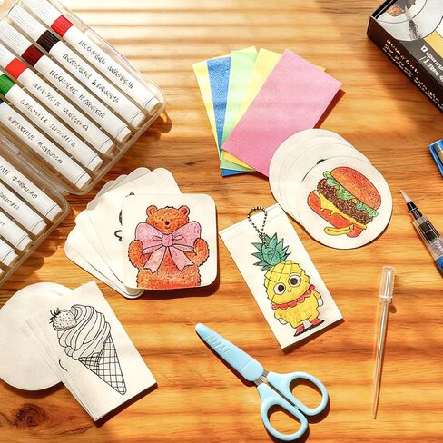 Rhevosil 57 Pcs Magic Foam Texture Painting Kit, Magical 3D Effect Painting Kit, Including 35 Pcs Foam Texture Paper, 12 Colors Acrylic Paint Markers, DIY Bubble Drawing Pens Art Supplies in Kuwait
