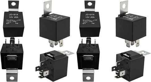 12V/40A SPDT Standard Auto Relay 5 pin Car Heavy Duty Switches & Starters، يستخدم للسيارات، يستبدل النوع: JD-1914(4pcs) مع حافظة شفافة مقبس مرحل أسود مقاوم للماء in Saudi Arabia