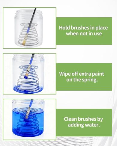 أداة تنظيف فرش الطلاء - عبوة من قطعتين من كوب تنظيف الفرش مع ملف زنبركي قابل للإزالة للزيت والأكريليك ولوازم الرسم بالألوان المائية in Kuwait