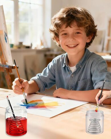 أداة تنظيف فرش الطلاء - عبوة من قطعتين من كوب تنظيف الفرش مع ملف زنبركي قابل للإزالة للزيت والأكريليك ولوازم الرسم بالألوان المائية in Kuwait