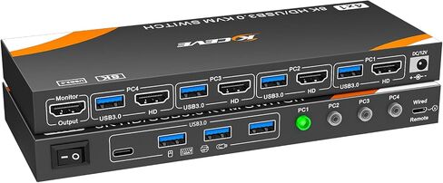 محول USB 3.0 بسرعة 5 جيجابت في الثانية، جهازي كمبيوتر يشاركان 3 أجهزة USB 3.0 مع وظيفة قراءة بطاقة TF، محدد محول USB للكمبيوتر المحمول، لوحة مفاتيح، ماوس، كاميرا ويب، ميكروفون USB، مع كابلين USB A إلى A in Kuwait