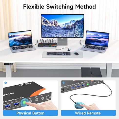 محول USB 3.0 بسرعة 5 جيجابت في الثانية، جهازي كمبيوتر يشاركان 3 أجهزة USB 3.0 مع وظيفة قراءة بطاقة TF، محدد محول USB للكمبيوتر المحمول، لوحة مفاتيح، ماوس، كاميرا ويب، ميكروفون USB، مع كابلين USB A إلى A in Kuwait